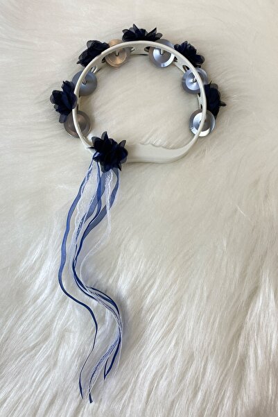 ZEYMERADE Lacivert Süslü Gelin Nedime Kına Gecesi Tefi, Üç Boyut Lazer Çiçek ...