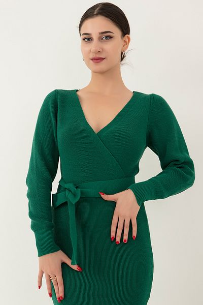 PULLIMM Rochie din tricotaje cu centură cu guler dublu ESP037