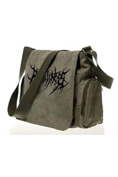 Gofeel Y2k Gothic Punk Printed Unisex Green Messenger Bag