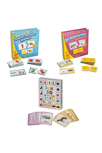 welcomein Bebek 3'lü Hafıza Eğitim Seti-İlk 50 Hafıza Kartları-Sayılar,Renkle...