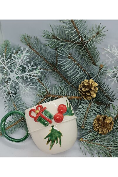 senseoftouch Kupa El Yapımı Seramik Yeni Yıl, Hediye Paketi Temalı yılbaşı