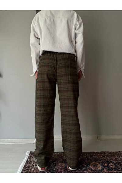 Gofeel Harajuku Unisex Kareli Geniş Paça Kargo Cepli Ekose Eşofman Altı Streetwear