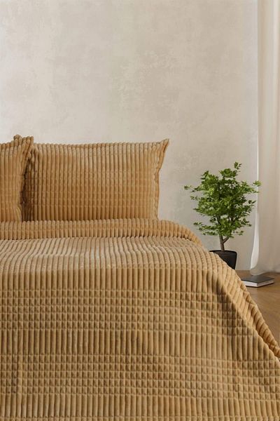 Merinos Beige Modern Line 2 Piece Blanket Set