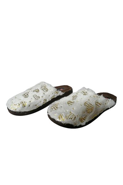 GEZER Women's White Plush Indoor Slippers