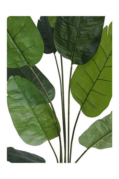 Bahçem Artificial Tree Banana Tree Artificial Starlice with Wooden Decorative Pot 200cm