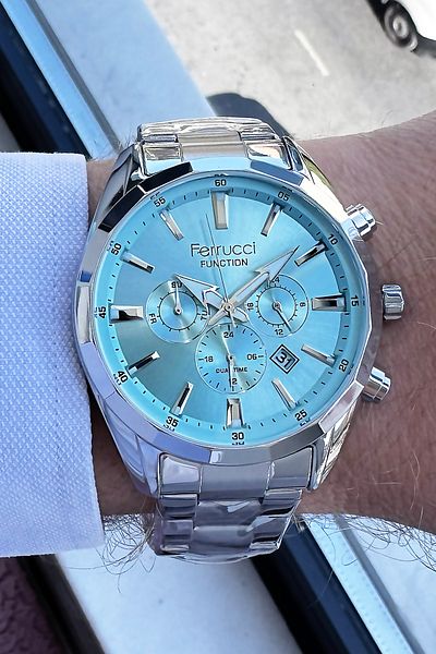 Ferrucci Function Men's Wristwatch 3 Atm Waterproof Silver Color Steel Strap