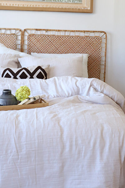 vivamaison Double 2 Layer Muslin Duvet Cover Set, 100% Cotton Soft Fabric 200x220 cm Ecru