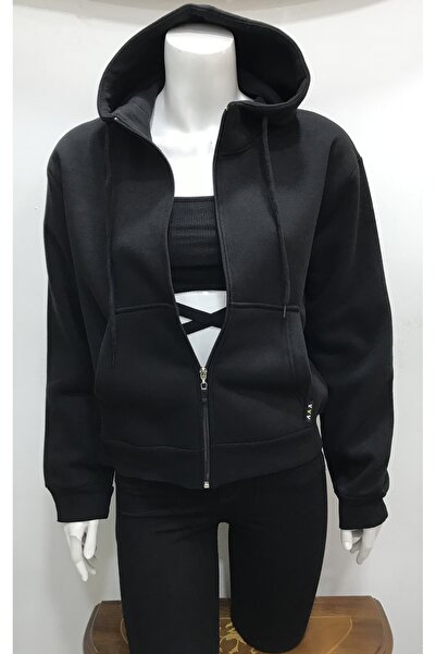 KIZ ÇOCUK KAPÜŞONLU FERMUARLI SWEATSHIRT HIRKA