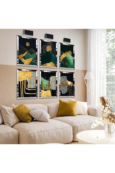Zevahir Mobilya Dekorasyon SET DE TABLĂ MDF CU TEMĂ DE DESEN COLLAGE ȘI ABSTRACT 6 PIECE