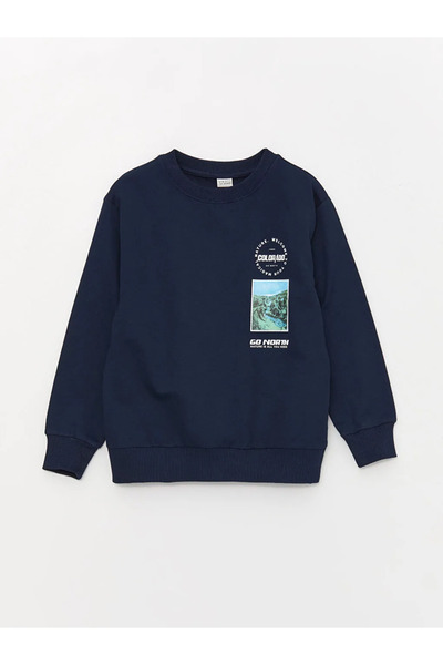 LC Waikiki Rahat Kalıp guler rotund cu imprimeu Swea pentru băieți tricou (W3)