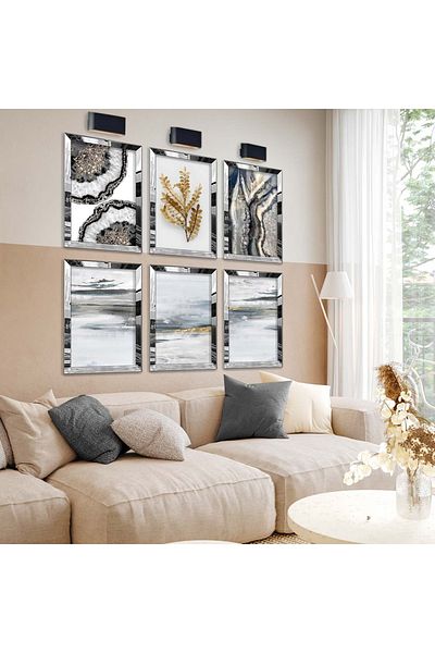 Zevahir Mobilya Dekorasyon SET DE TABLĂ MDF CU TEMA ABSTRACTĂ DESEN MODERN 6 PIECE