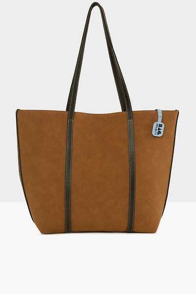 Bagmori Tan Women's Large Nubuck Bag with Leather Strap M000008151