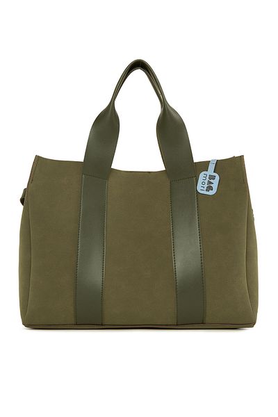 Bagmori Khaki Women's Large Nubuck Tote Bag with Double Leather Strips M000008158
