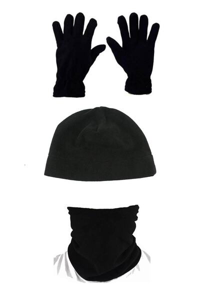 jilly jo Set de 3 negri: șosetele termice Beanie Neck Collar Glove sunt cadou.