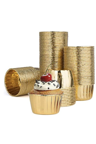 Chuva Cupcake Capsule Round Gold 50 pcs