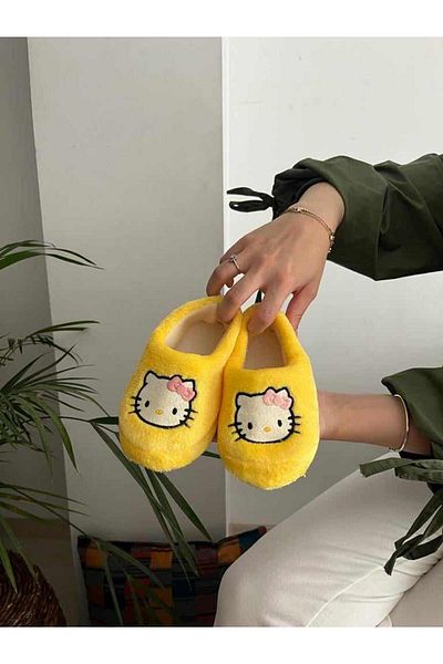 Behtah Kundura Cotton Lined Ballerinas Hello Figured Multi-Purpose School Nursery Booties Home Booties