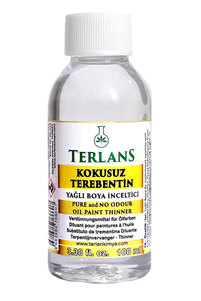 Terlans Kokusuz Terebentin 100 ml Tamamen Kokusuz Yağlı Boya Inceltici & Temizleyici