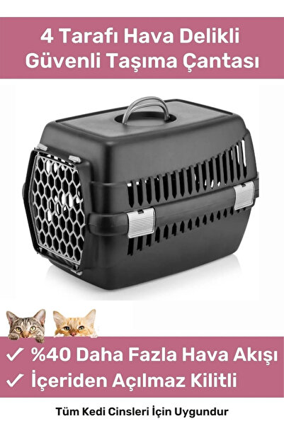 Pastimore Deluxe Serisi Güvenli & Konforlu Kedi Taşıma Sepeti Sağlam Pet Kutu...