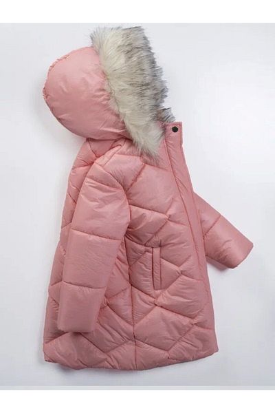 Midimod Gold 10-14 Years Old Hooded Long Model Thick Girl's Coat with Fleece Inside