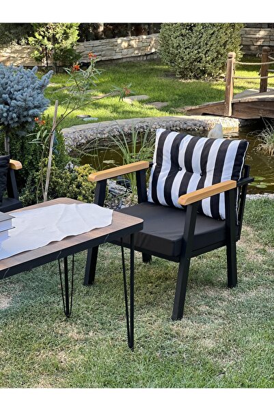 Kırlenta ERCİYES TEKLİ SİYAH BEYAZ BAHÇE TAKIMI BAHÇE MOBİLYASI