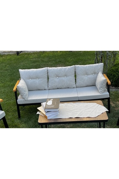 Kırlenta ERCİYES ÜÇLÜ KOLTUK KREM BAHÇE TAKIMI BAHÇE MOBİLYASI