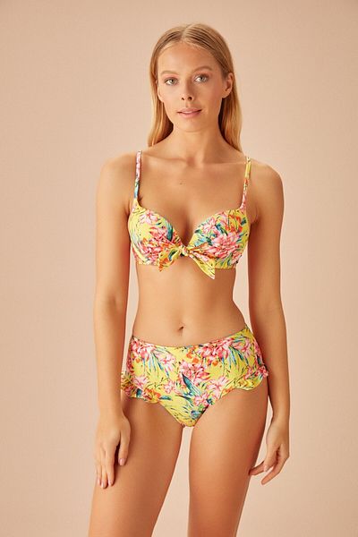 SUWEN Frilly Patterned Bikini Bottom