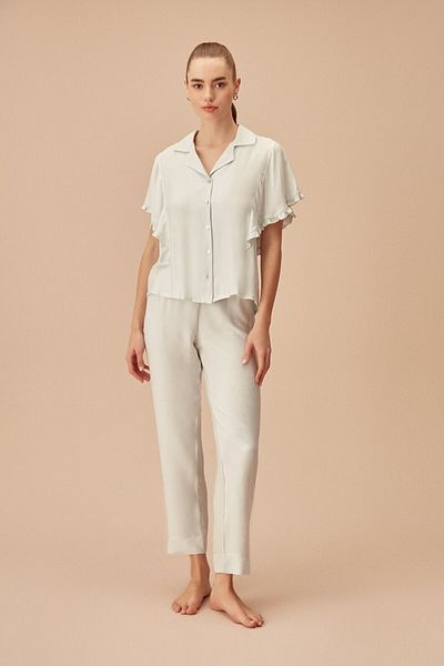 SUWEN Set pijama masculin crem