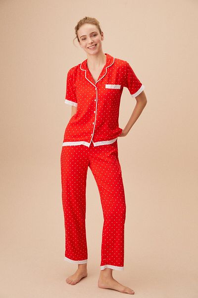 SUWEN Verträumtes maskulines Pyjama-Set
