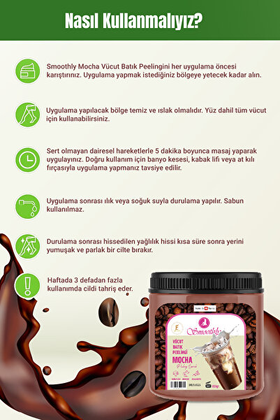 Smoothly MOCHA KAHVE PEELİNG 800 G. Epilasyon Sonrası Vücut Batık Peeling & Çilek Bacak peeling.