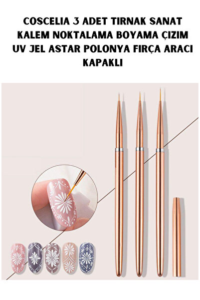 Coscelia 3 Adet Tırnak Sanat Kalem Noktalama Boyama Çizim Uv Jel Astar Polony...