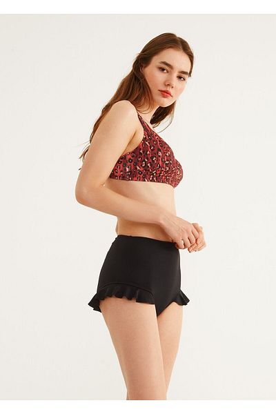 SUWEN Rüschen-Bikinihose mit hoher Taille