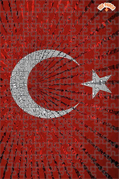 Teona Ahşap Türk Bayrağı Dekoratif Çift Katlı Çerçeveli Asılabilir Ahşap Puzz...