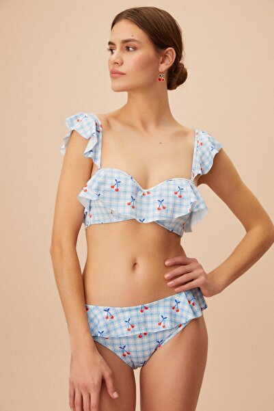 SUWEN Fırfırlı Desenli Bikini Alt