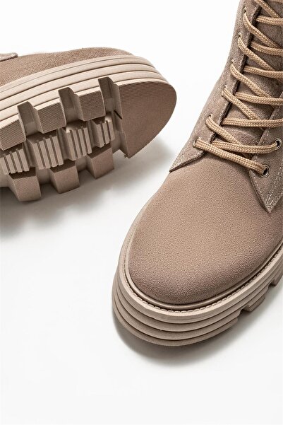 Elle Shoes Γυναικείες Flat Μπότες από δέρμα Mink