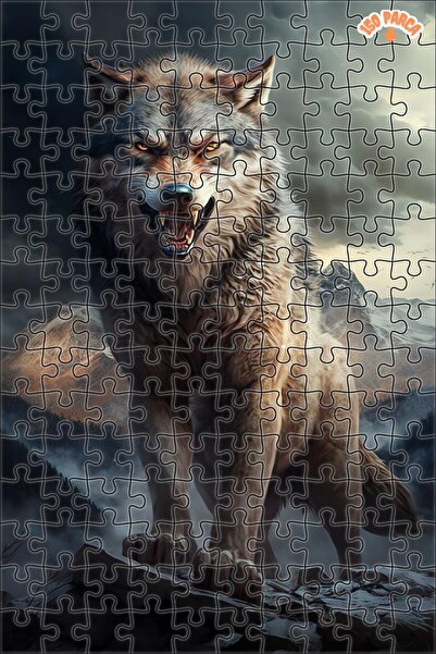 Teona Ahşap Alfa Kurt Dekoratif Çift Katlı Çerçeveli Asılabilir Ahşap Puzzle ...
