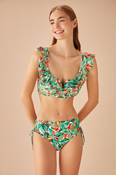 SUWEN Yanı Büzgülü Desenli Bikini Alt