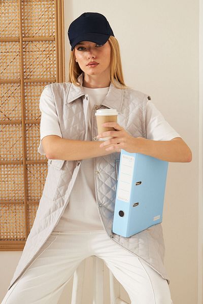 SİNDAL Pocket Quilted Vest 4-6402- Grey