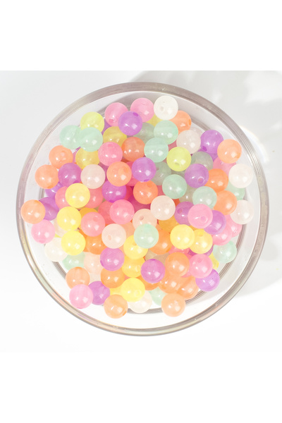 yfhobi 25 gram - 8 mm Karışık Renk Fosforlu Yuvarlak Plastik Boncuk ( 25 gram - 90-95 Adet Arası )