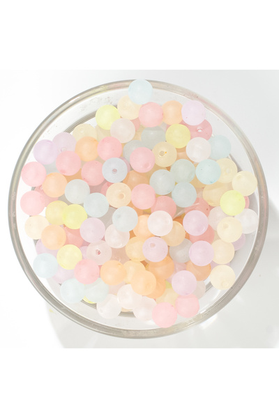 yfhobi 25 gram - 8 mm Buzlu Soft Karışık Renk Fosforlu Yuvarlak Plastik Boncuk (25 gram- 95-100 Adet Arası)