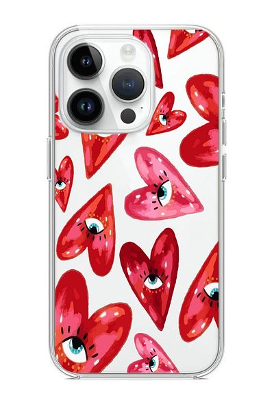 Merwish غطاء شفاف متوافق مع هاتف Apple iPhone 15Promax نمط 11 قلوب