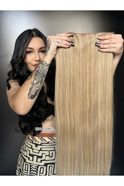 Suzan Peruk Düz Yarım Ay + 2 Yan Çıt Çıt - Karamel Platin Röfleli