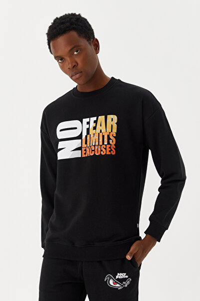 No Fear Black Crew Neck Printed Men's Sweatshirt M500260