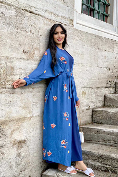 Bym Fashion Вишитий напівкомбінезон Abaya 7686 Indigo