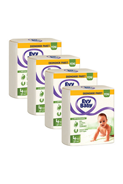 Evy Baby Bebek Bezi 4 Beden Maxi 4'lü Fırsat Paketi 108 Adet (YENİ)