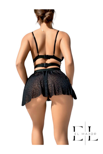 El Major Patterned Mini Skirt Bra Set