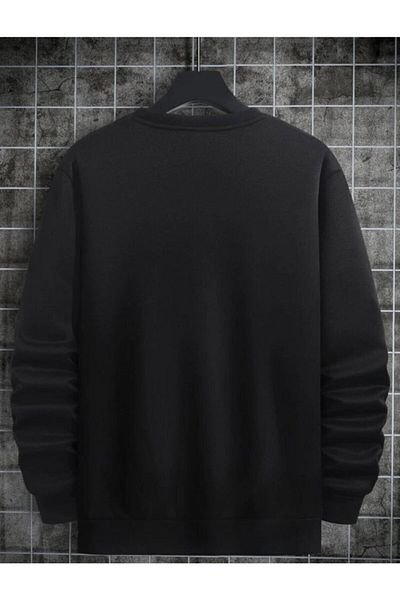 DEEPSENCE Men's Black Crew neck Berber printed Sweatshirt