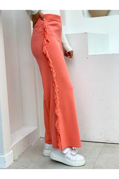 Bym Fashion 22242 Πλεκτά Παντελόνια Ρόδι Λουλούδι