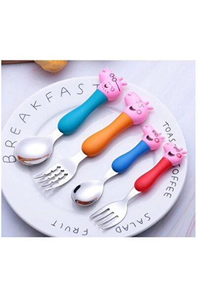 Genel Markalar Pig 4'lü Çatal Kaşık Seti Çocuklar Için