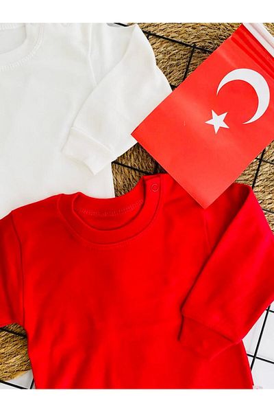 Miyakidsworld unisex baby 2-piece top red white 29 October 23 April show combination t-shirt bodysuit