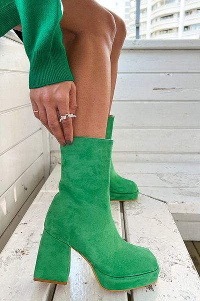 Shoebutik Μποτάκια με τακούνι Astro Green Suede Platform
